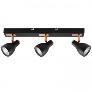 Dekoratif Siyah Üçlü Aplik, GU10